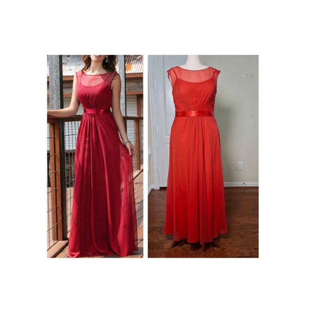 Da Vinci Sweetheart Illusion Neck Dress Red 18W Bridesmaid Christmas Holidays